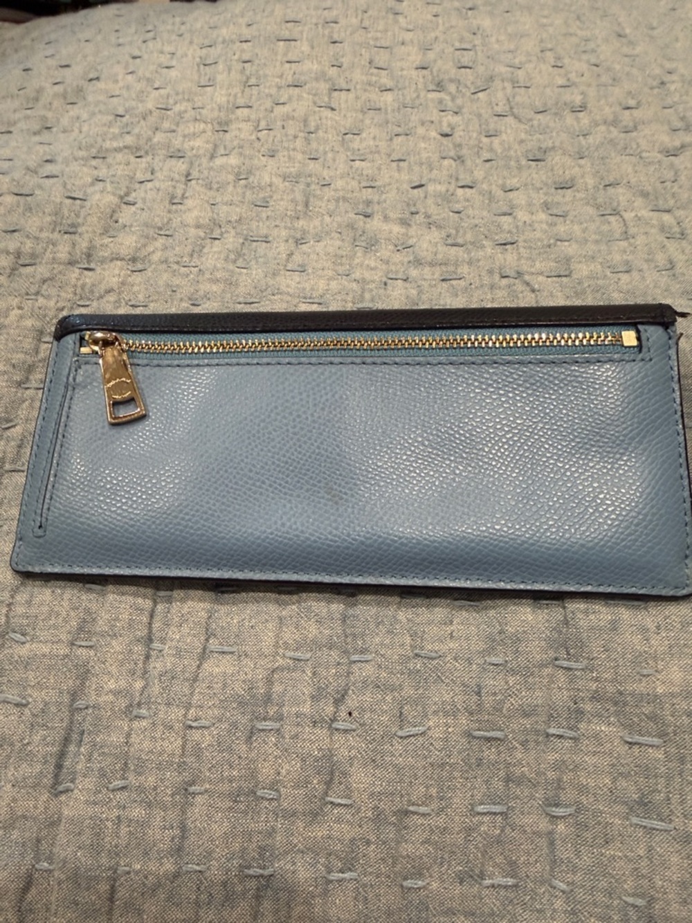 Coach Two-Tone Navy and Light Blue Leather Continental Wallet - Picture 9 of 9